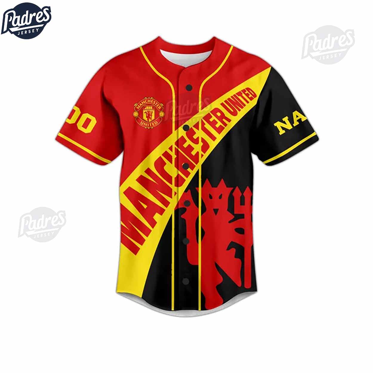 Custom Glory Glory Red Evil Manchester United Baseball Jersey - Padres Jersey Oasis: Elevate Your Baseball... (Image 3)