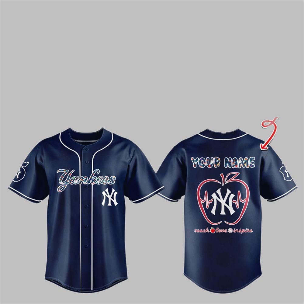 Custom 2025 Yankees TEACHER NIGHT Baseball Jersey - Grishko.com T-Shirts, Hoodie, Sweatshirt | WearSparks.com (Image 1)