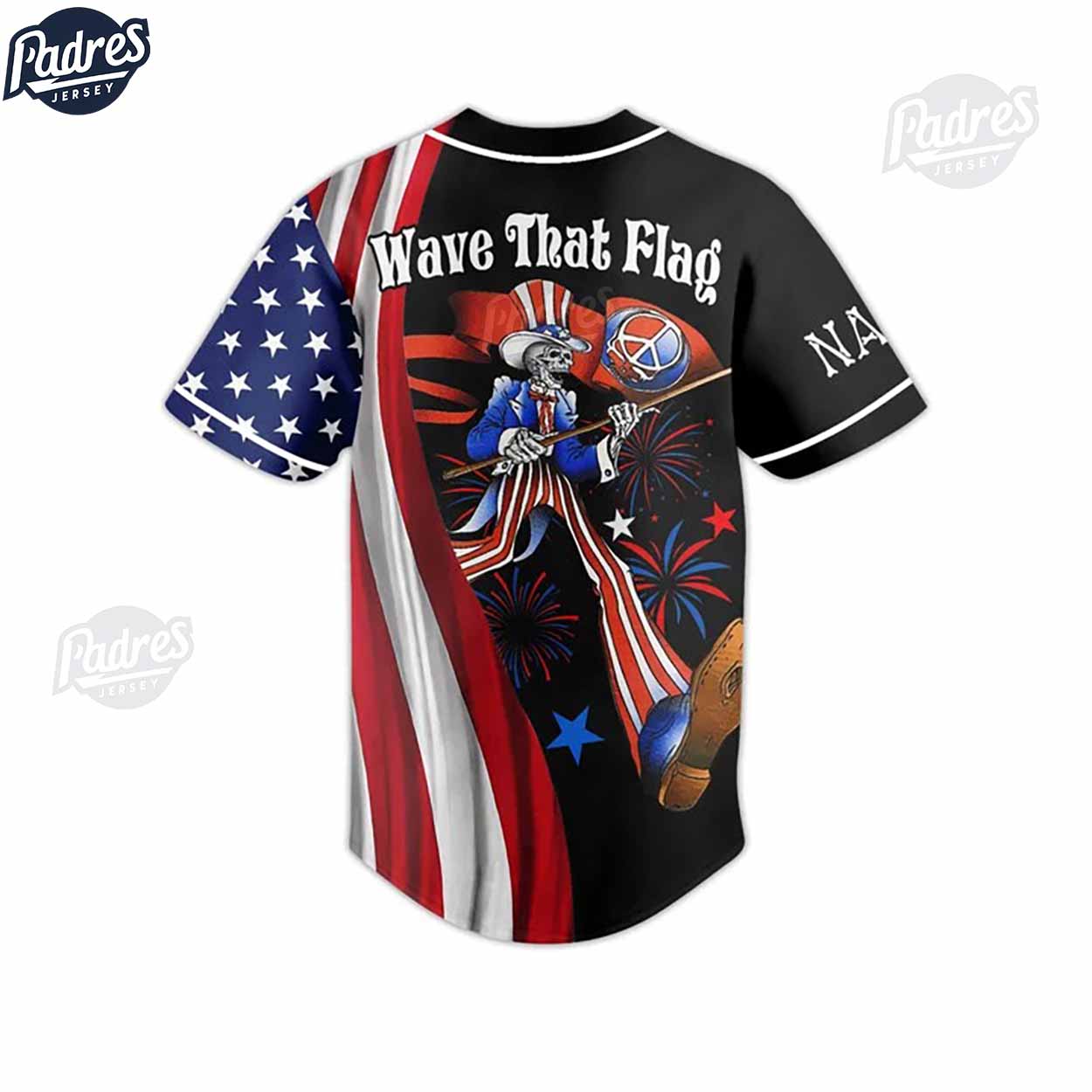 Custom 4th Of July Grateful Dead Baseball Jersey - Padres Jersey Oasis: Elevate Your Baseball Style Game... (Image 2)