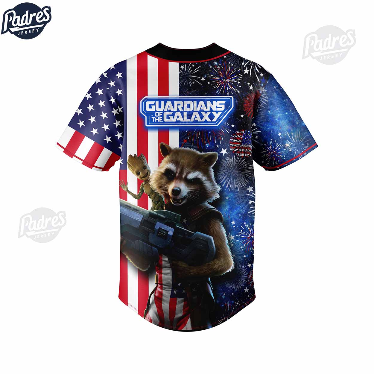 Custom 4th Of July Guardian Galaxy Baseball Jersey - Padres Jersey Oasis: Elevate Your Baseball Style Game... (Image 3)