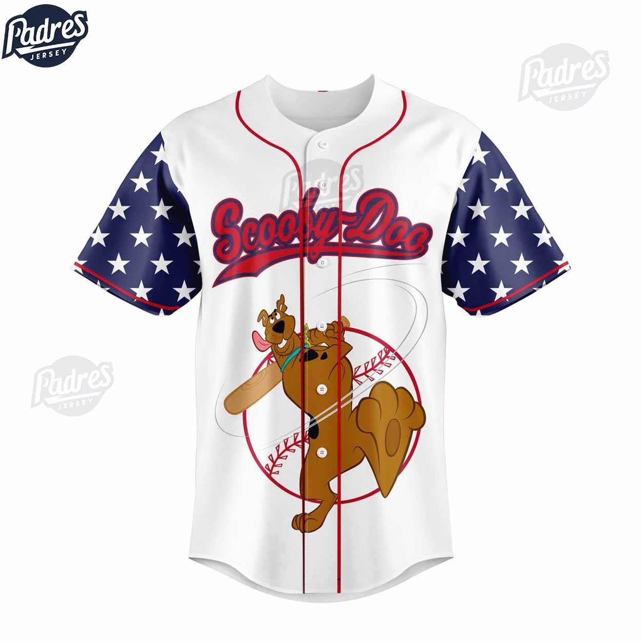 Custom 4th Of July Scooby Doo Baseball Jersey - Padres Jersey Oasis: Elevate Your Baseball Style Game T-Shirts,... (Image 3)