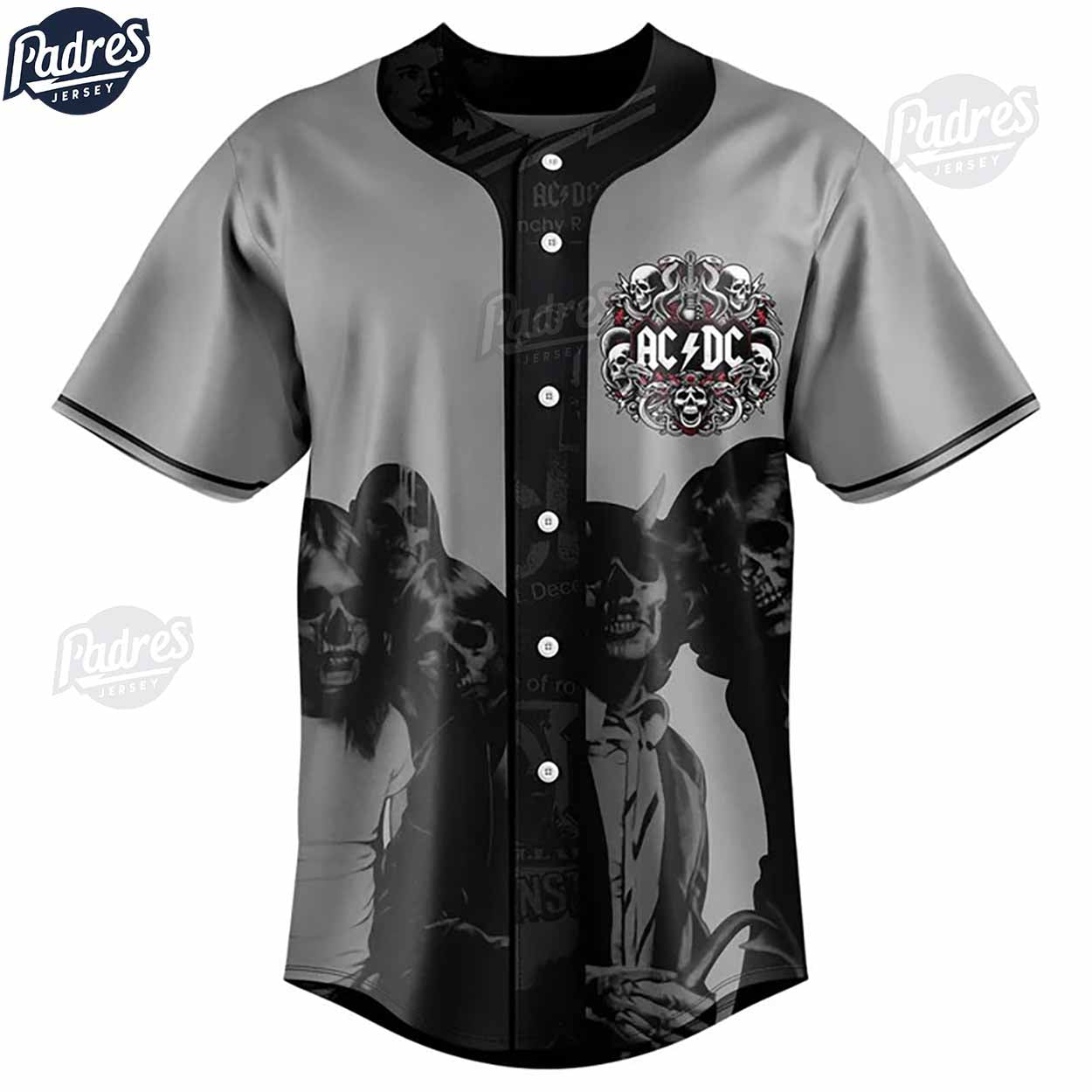 Custom ACDC Skull Baseball Jersey - Padres Jersey Oasis: Elevate Your Baseball Style Game T-Shirts, Hoodie,... (Image 2)