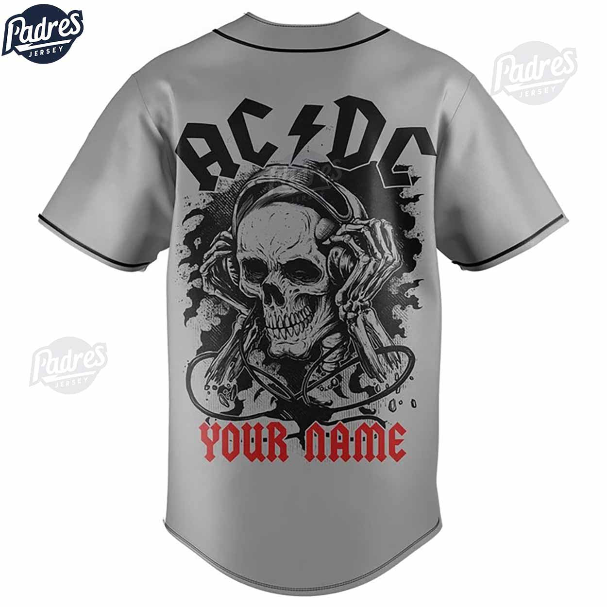 Custom ACDC Skull Baseball Jersey - Padres Jersey Oasis: Elevate Your Baseball Style Game T-Shirts, Hoodie,... (Image 3)