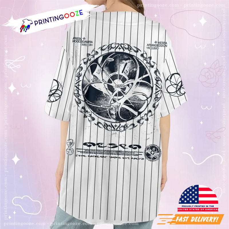 Custom Aespa Armageddon Album White Kpop Baseball Jersey