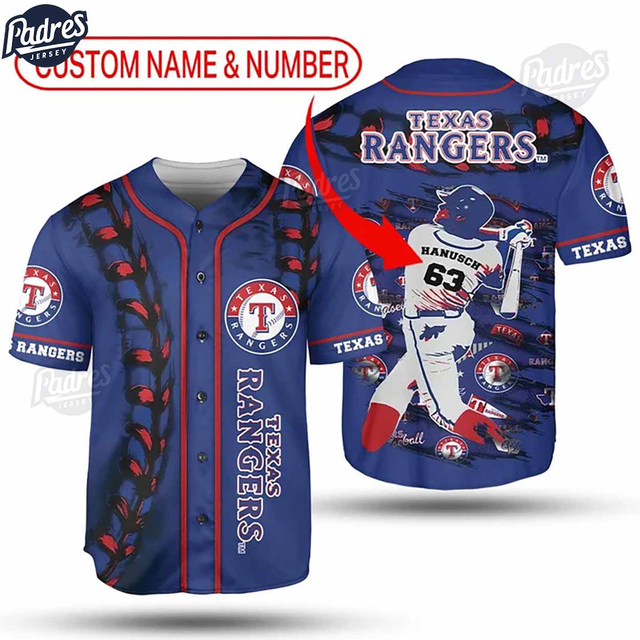 Custom And Number Texas Rangers Baseball Jersey - Padres Jersey Oasis: Elevate Your Baseball Style Game T-Shirts, Hoodie,...