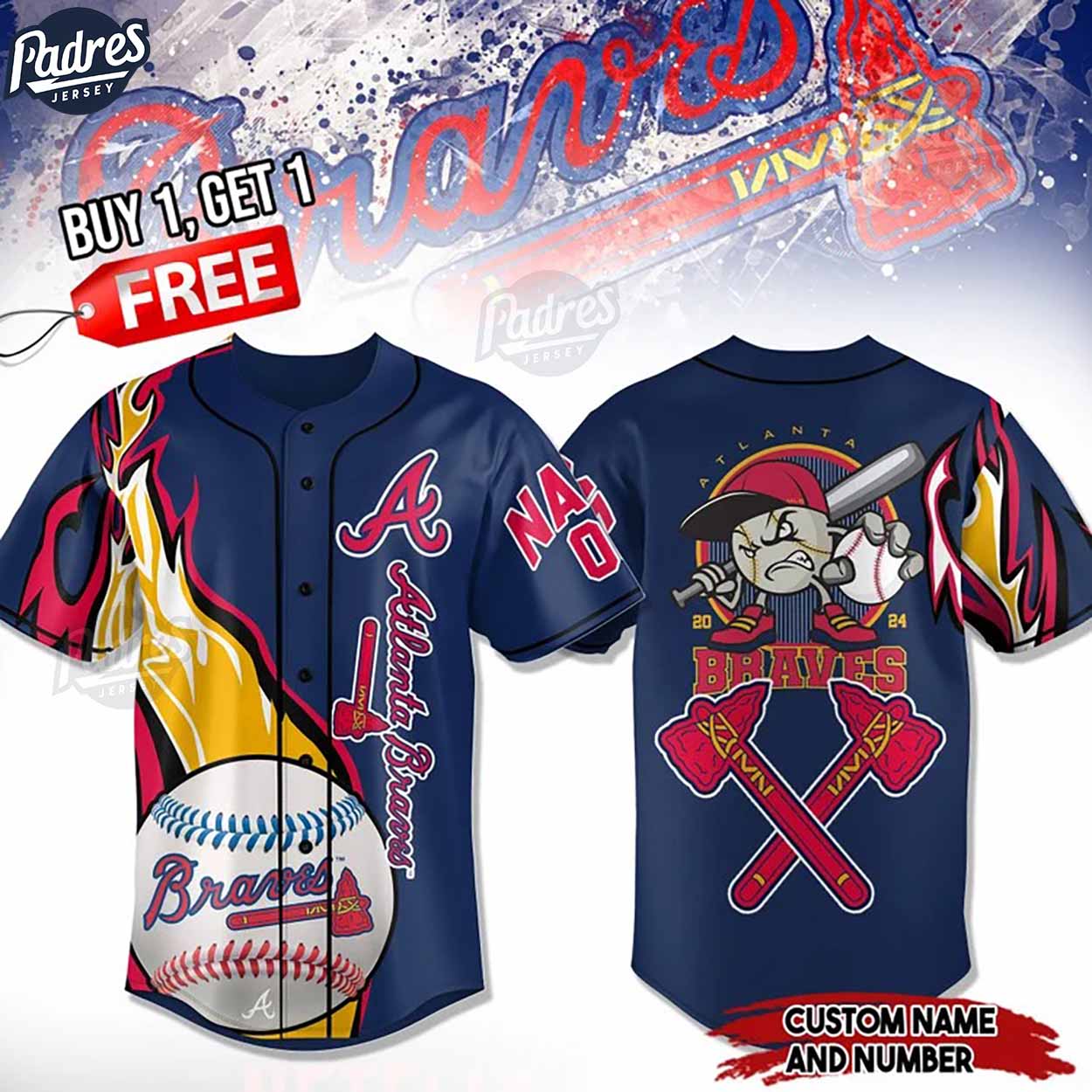 Custom Atlanta Braves Baseball Jersey - Padres Jersey Oasis: Elevate Your Baseball Style Game T-Shirts, Hoodie,... (Image 1)