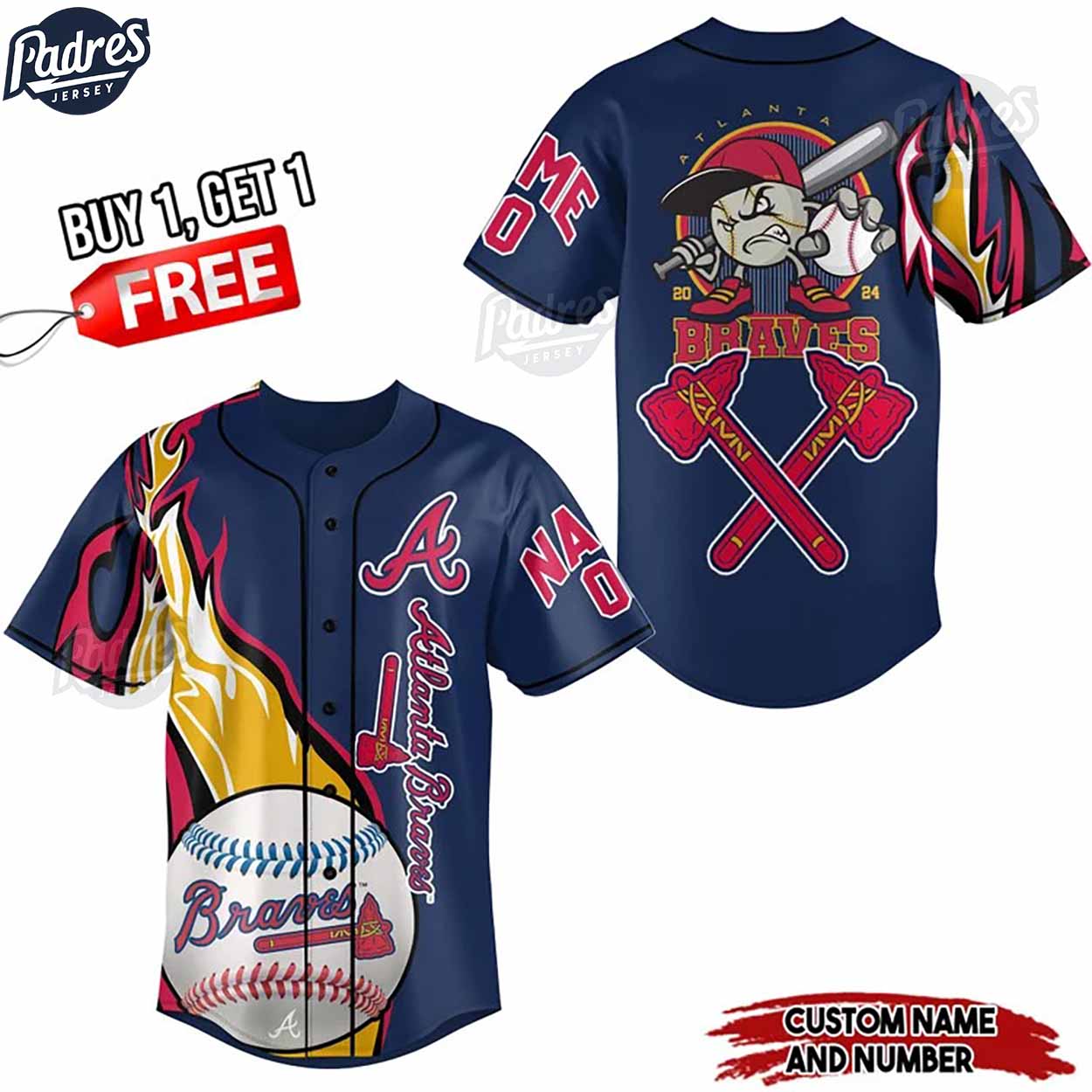 Custom Atlanta Braves Baseball Jersey - Padres Jersey Oasis: Elevate Your Baseball Style Game T-Shirts, Hoodie,... (Image 3)