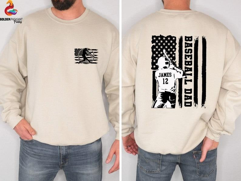Custom Baseball Dad Shirt, Personalized Baseball Grandpa Shirt, Baseball Dad Sweater, Gift For Dad, Father's Day Shirt,...