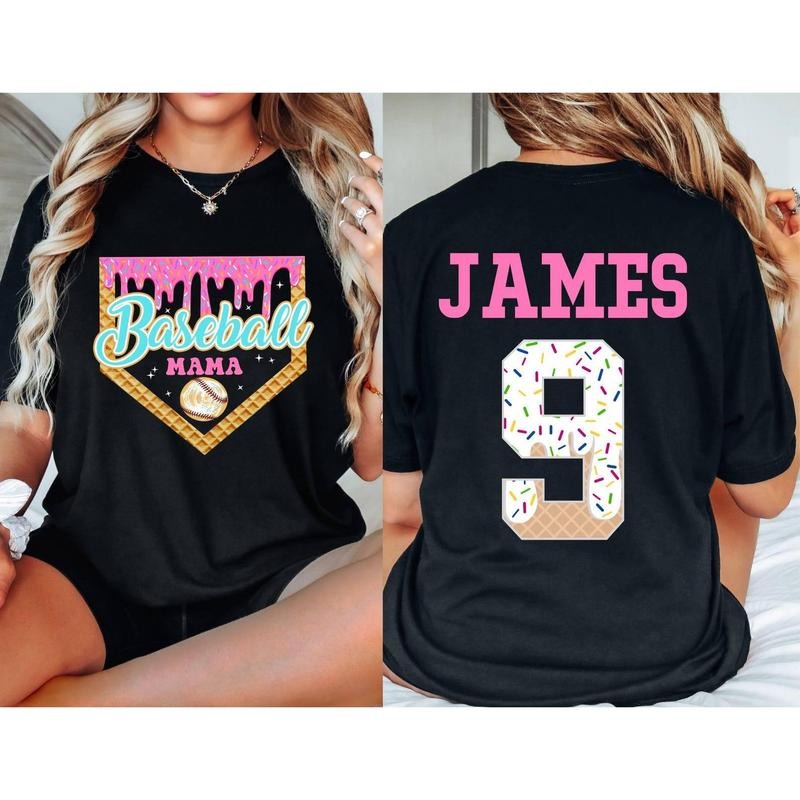 Custom Baseball Drip Mama Shirt, Team Mom T Shirt,Personalized Ice Cream Drip Tee,Mother's Day Gift,With Name & Number...