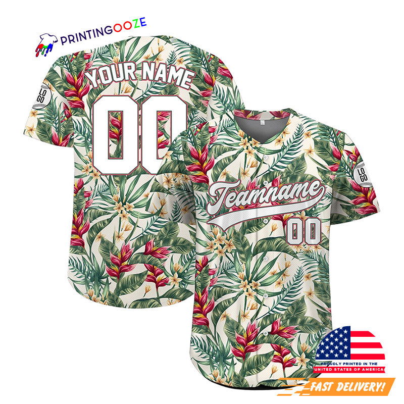 Custom Beach Vacation Tropical Trees Baseball Jersey