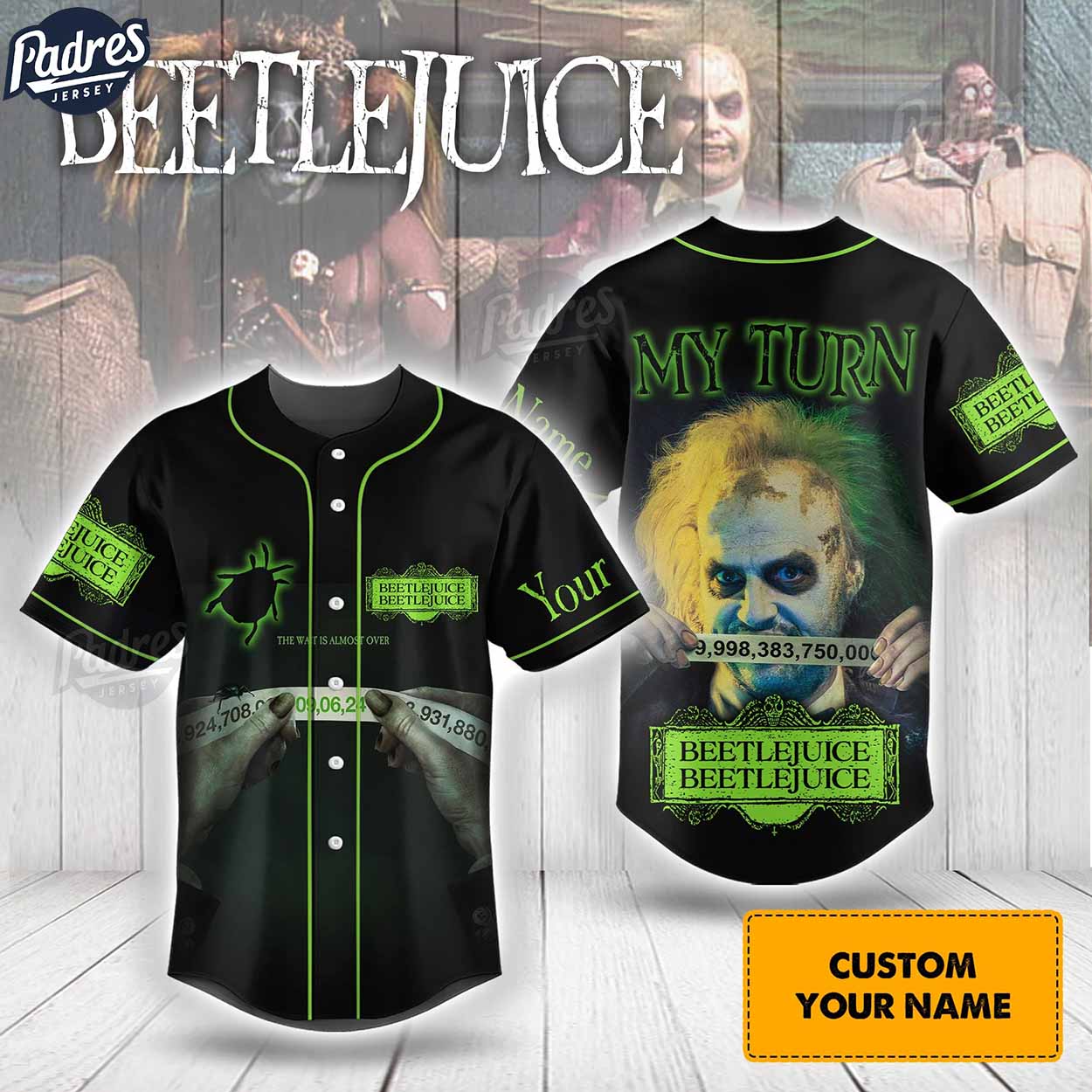 Custom Beetlejuice Beetlejuice Baseball Jersey - Padres Jersey Oasis: Elevate Your Baseball Style Game... (Image 1)