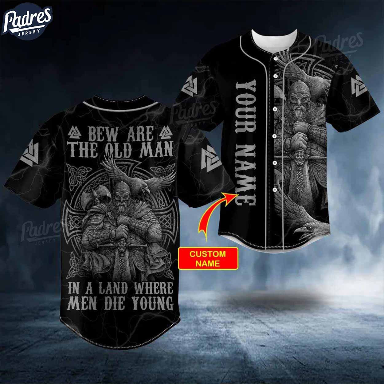 Custom Bew Are The Old Man Black White Viking On Behance Warriors Raven Baseball Jersey - Padres Jersey Oasis: Elevate...
