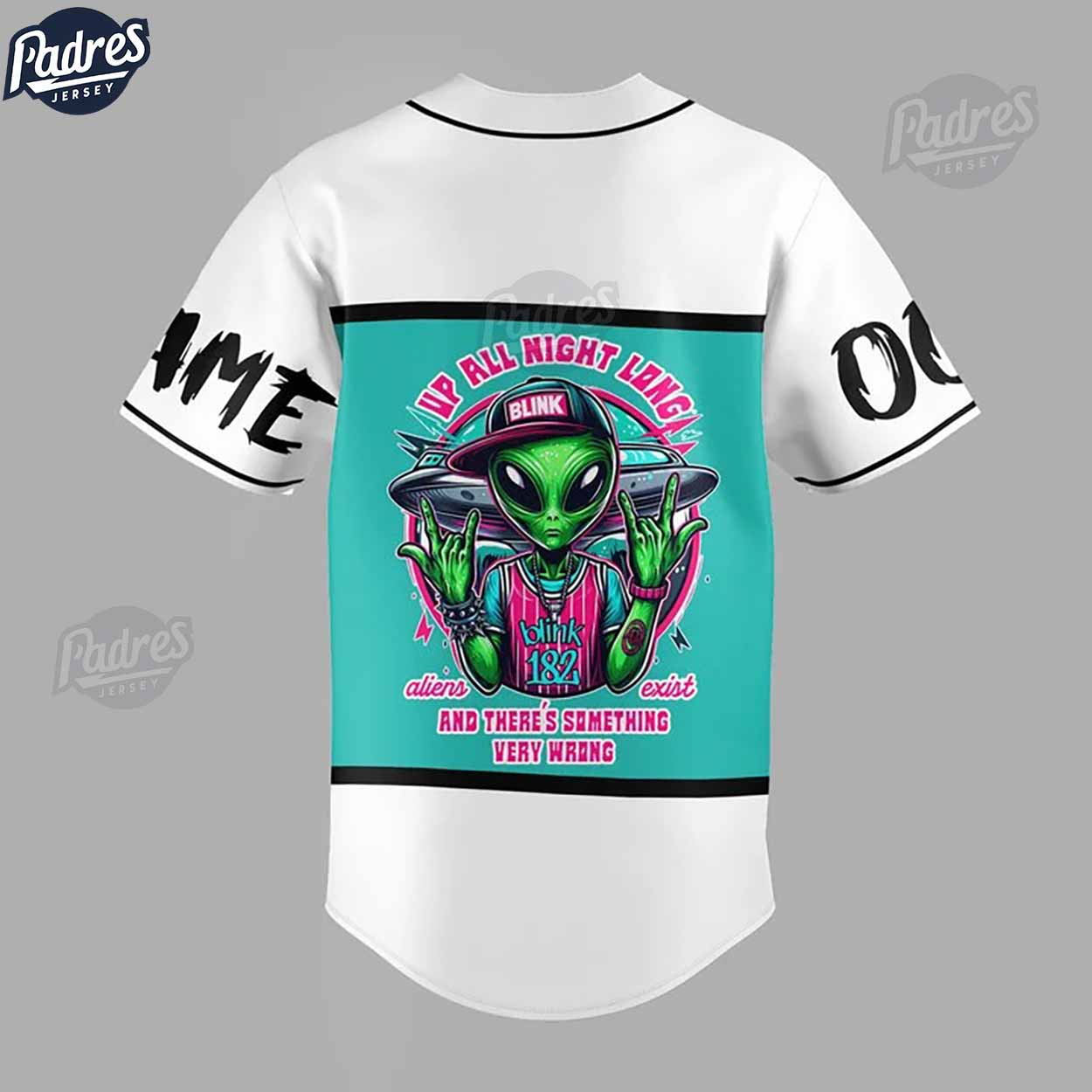 Custom Blink-182 Alien Baseball Jersey - Padres Jersey Oasis: Elevate Your Baseball Style Game T-Shirts,... (Image 3)