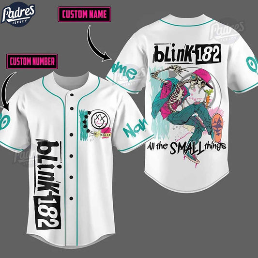 Custom Blink-182 All The Small Things Skeleton Baseball Jersey - Padres Jersey Oasis: Elevate Your Baseball... (Image 1)