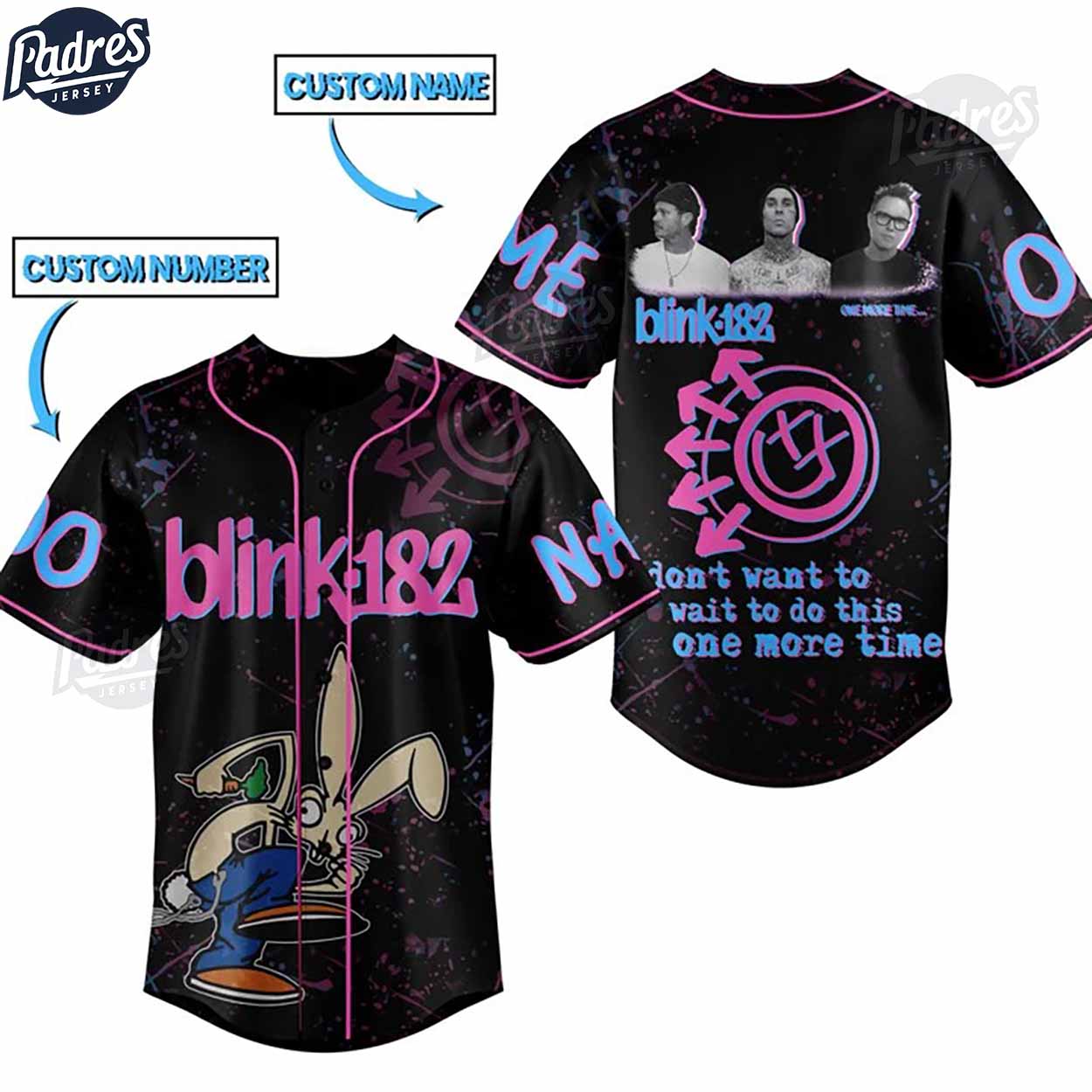 Custom Blink-182 One More Time Baseball Jersey - Padres Jersey Oasis: Elevate Your Baseball Style Game... (Image 1)