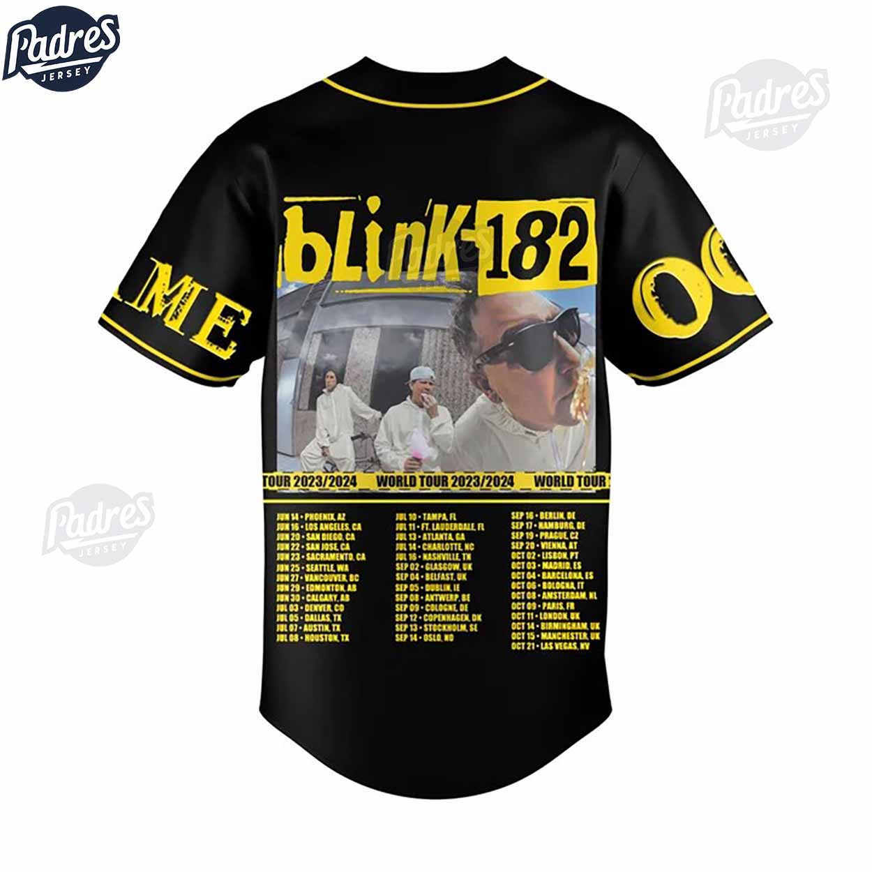 Custom Blink-182 World Tour 2024 Baseball Jersey - Padres Jersey Oasis: Elevate Your Baseball Style Game... (Image 3)