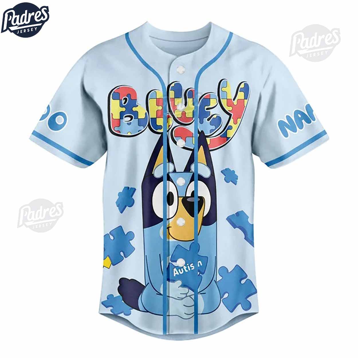 Custom Bluey Autism Baseball Jersey For Kid - Padres Jersey Oasis: Elevate Your Baseball Style Game T-Shirts,... (Image 2)