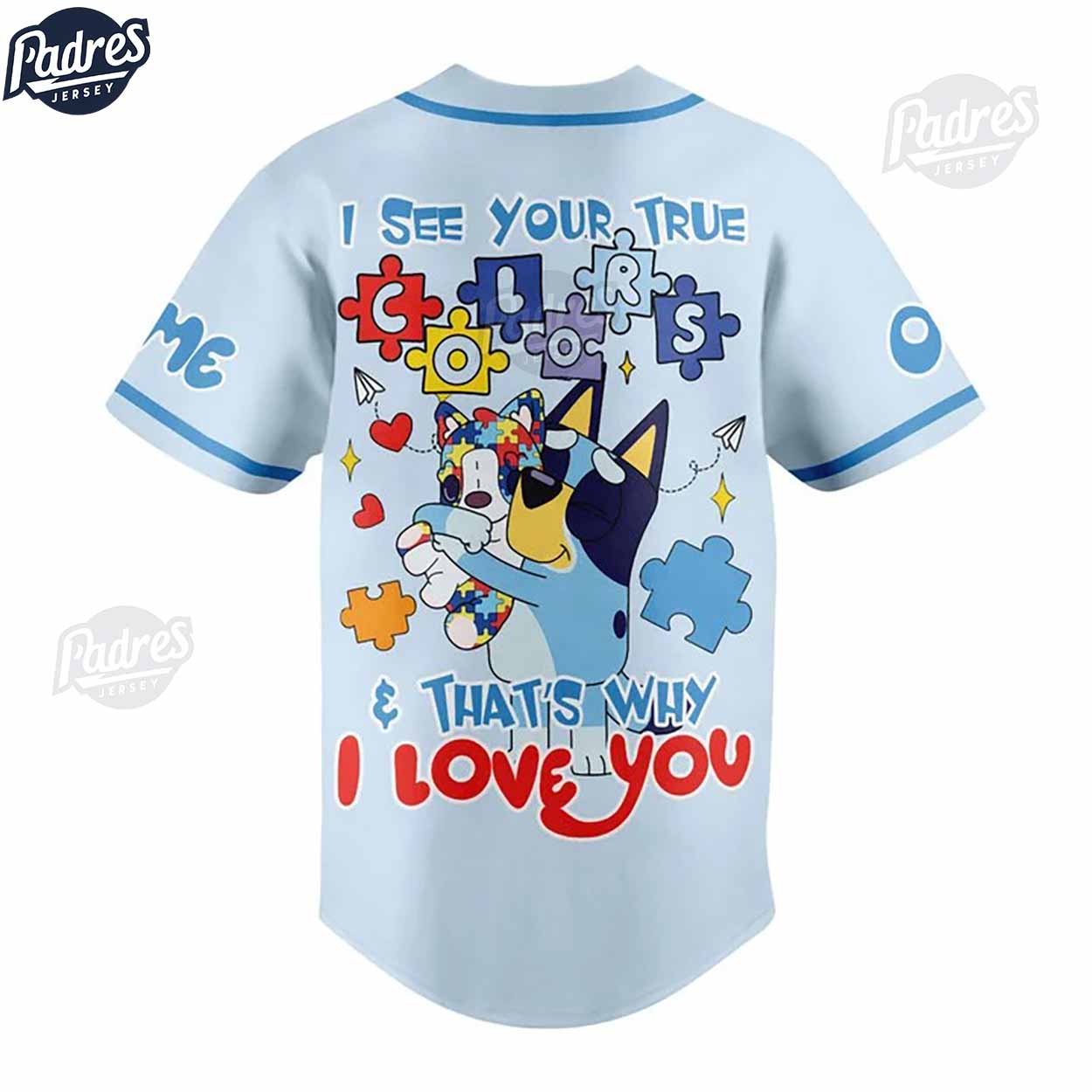 Custom Bluey Autism Baseball Jersey For Kid - Padres Jersey Oasis: Elevate Your Baseball Style Game T-Shirts,... (Image 3)