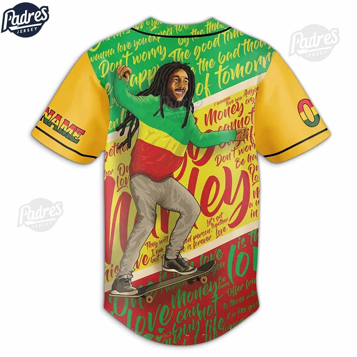 Custom Bob Marley Baseball Jersey - Padres Jersey Oasis: Elevate Your Baseball Style Game T-Shirts, Hoodie,... (Image 3)