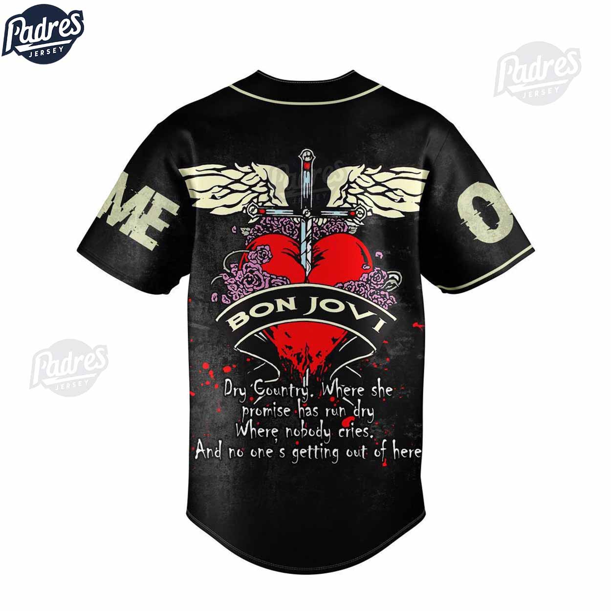 Custom Bon Jovi Dry County Baseball Jersey - Padres Jersey Oasis: Elevate Your Baseball Style Game T-Shirts,... (Image 2)