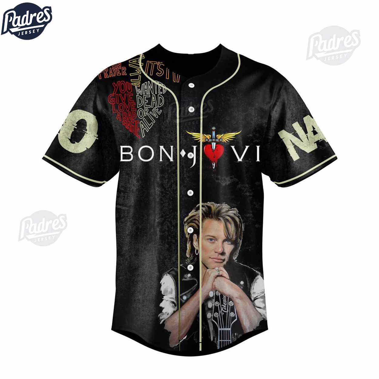 Custom Bon Jovi Dry County Baseball Jersey - Padres Jersey Oasis: Elevate Your Baseball Style Game T-Shirts,... (Image 3)