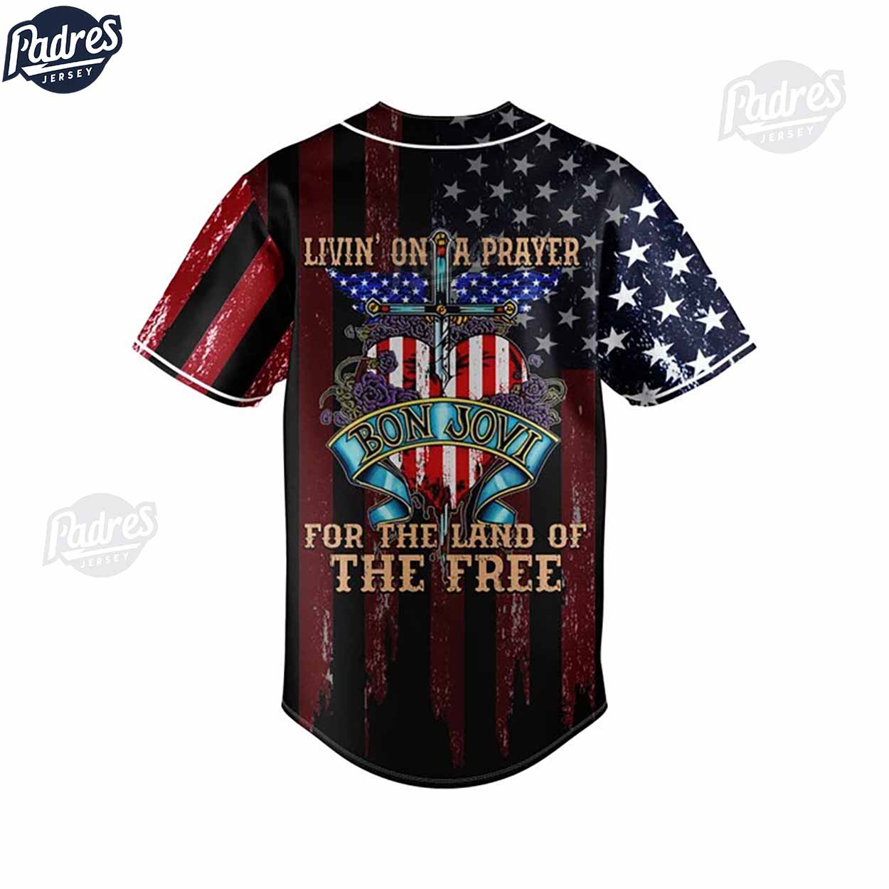 Custom Bon Jovi Livin On A Prayer USA Baseball Jersey Style - Padres Jersey Oasis: Elevate Your Baseball Style... (Image 2)