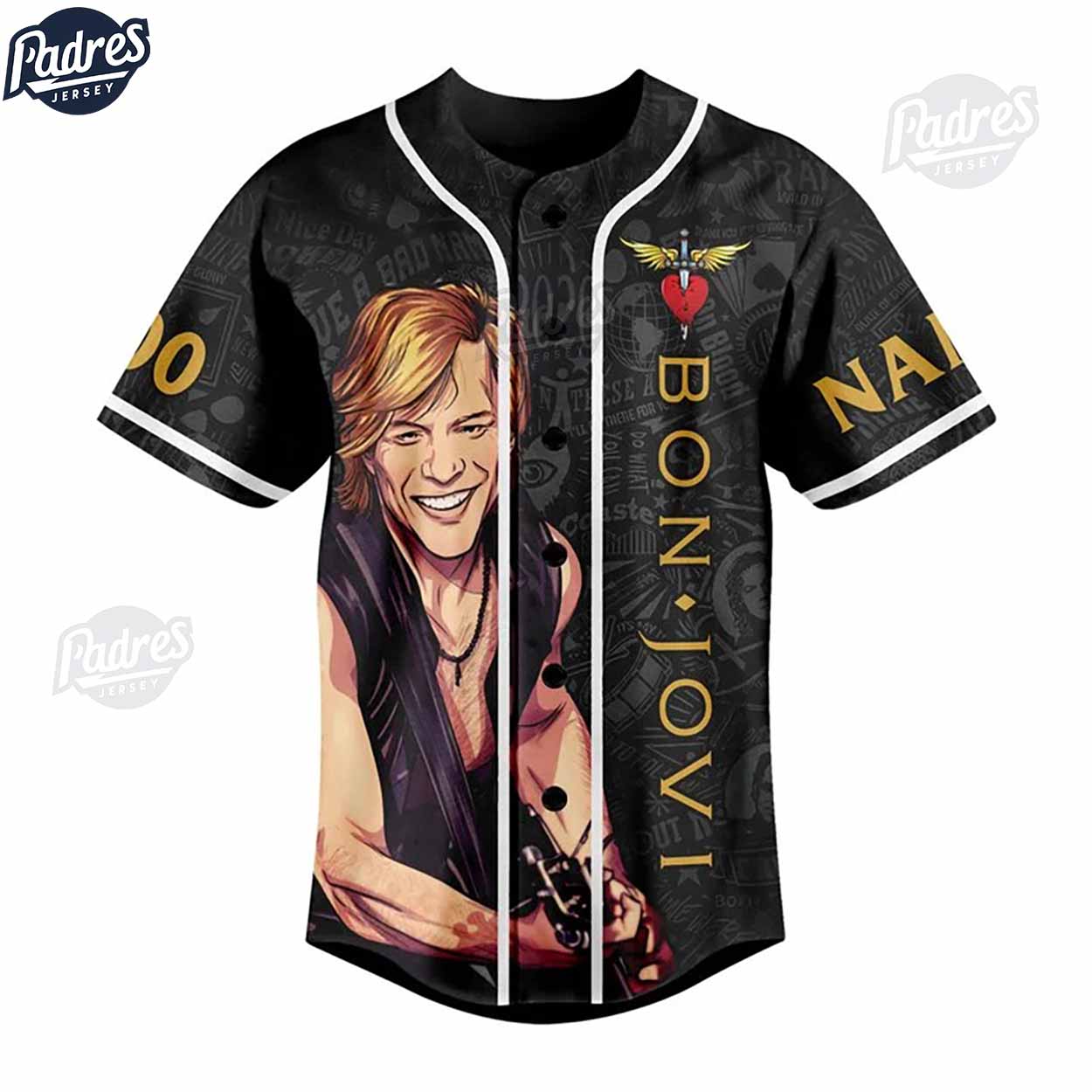 Custom Bon Jovi New Jersey Baseball Jersey Style - Padres Jersey Oasis: Elevate Your Baseball Style Game... (Image 3)