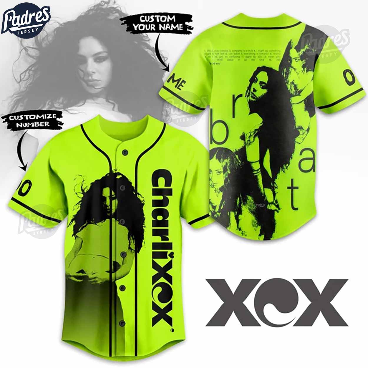 Custom Charli XCX Baseball Jersey - Padres Jersey Oasis: Elevate Your Baseball Style Game T-Shirts, Hoodie,... (Image 1)