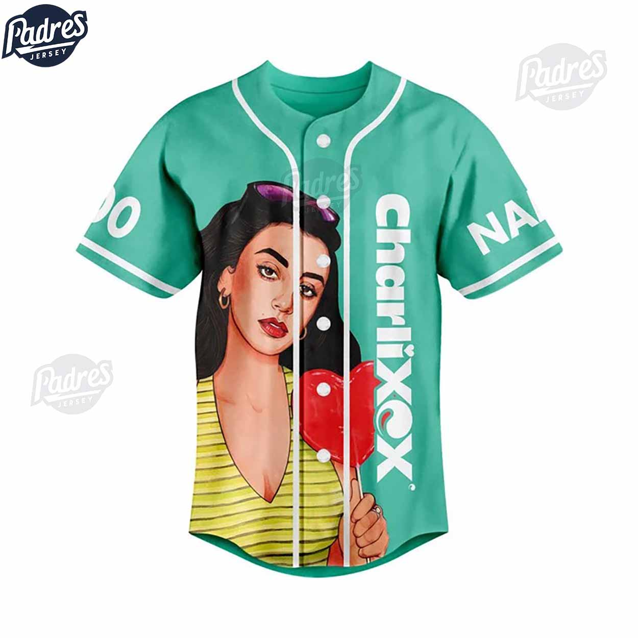 Custom Charli XCX Baseball Jersey Style - Padres Jersey Oasis: Elevate Your Baseball Style Game T-Shirts,... (Image 2)
