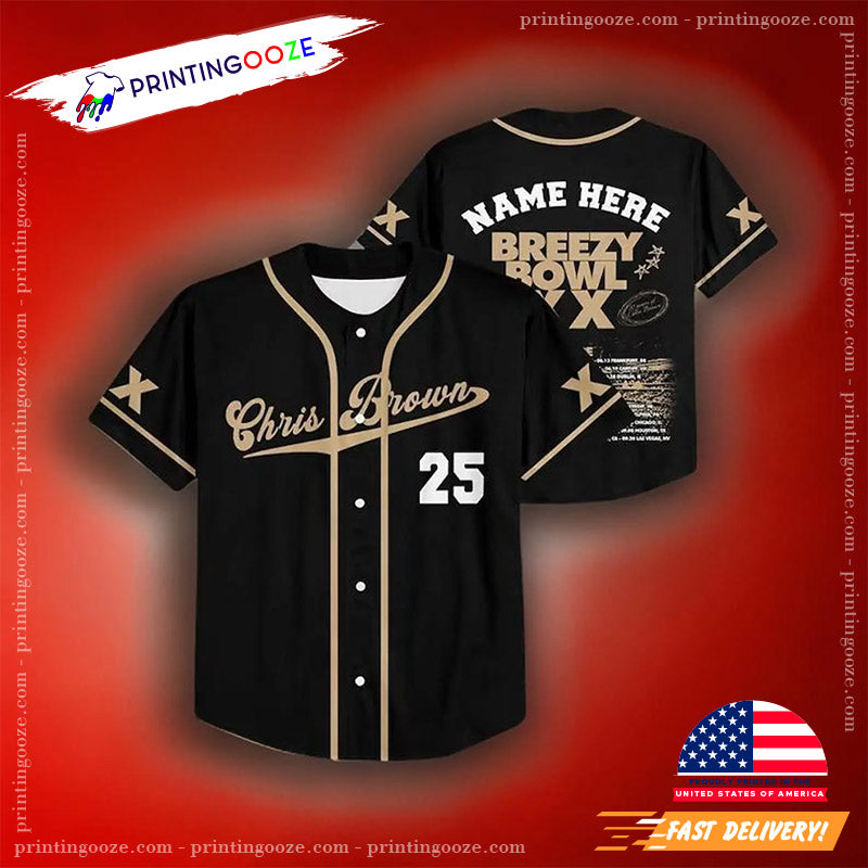 Custom Chris Breezy Breezy Bowl XX Tour Dates Baseball Jersey