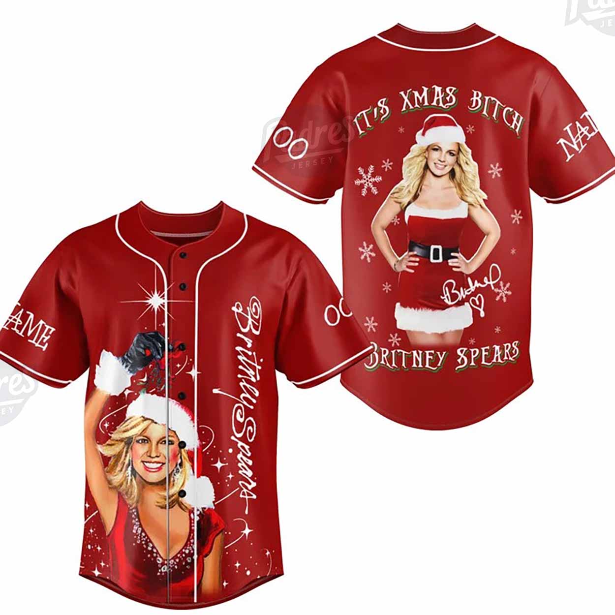 Custom Christmas Britney Spears Baseball Jersey - Padres Jersey Oasis: Elevate Your Baseball Style Game... (Image 1)