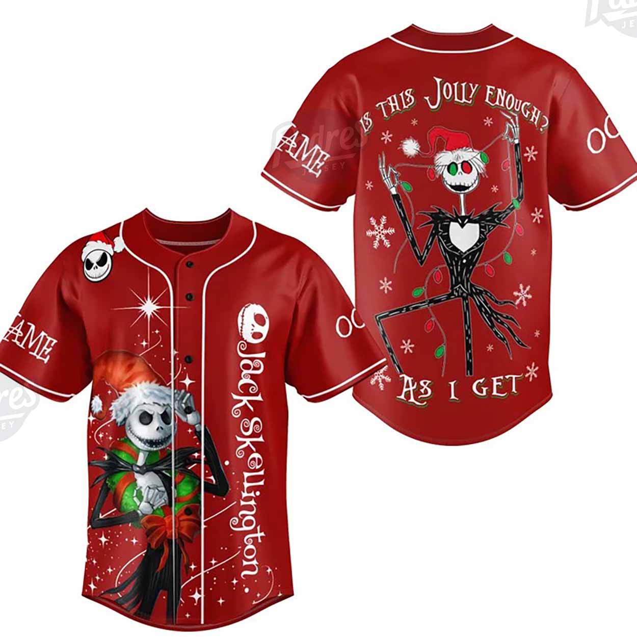 Custom Christmas Jack Skellington Baseball Jersey - Padres Jersey Oasis: Elevate Your Baseball Style Game... (Image 1)