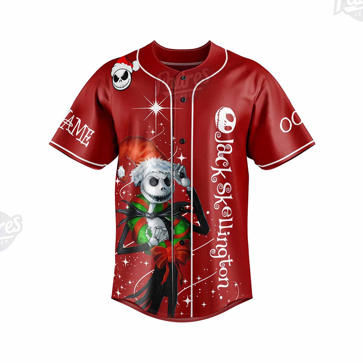Custom Christmas Jack Skellington Baseball Jersey - Padres Jersey Oasis: Elevate Your Baseball Style Game... (Image 2)