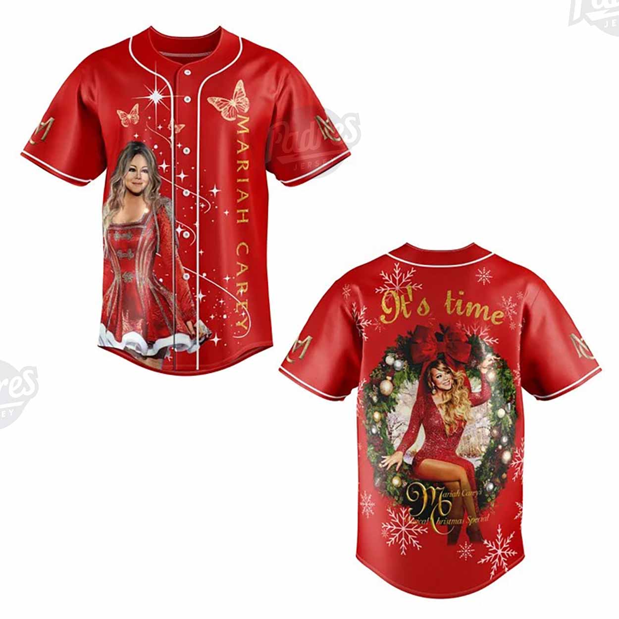 Custom Christmas Mariah Carey Baseball Jersey - Padres Jersey Oasis: Elevate Your Baseball Style Game T-Shirts,... (Image 1)