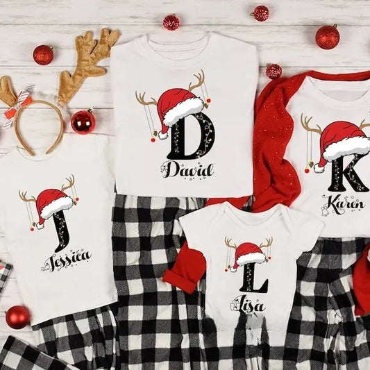 Custom Christmas Shirt With Name, Family Christmas Name Shirt, Monogrammed Family Christmas Shirt, Personalized Christmas...
