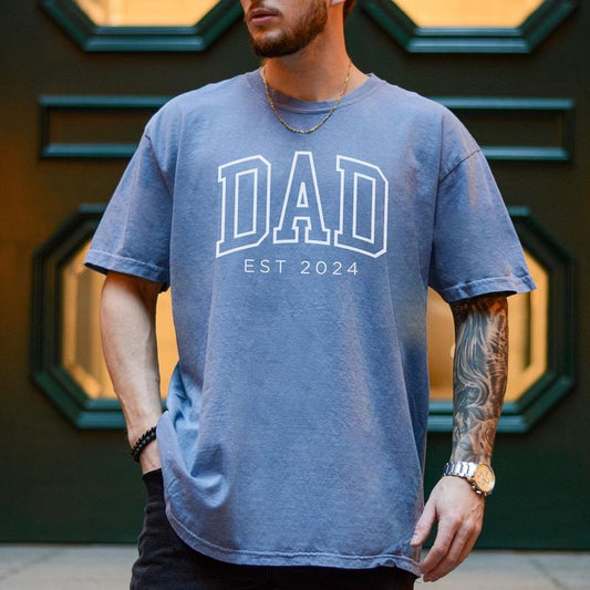Custom Dad Shirt, Comfort Colors Dad Shirt, Dad Est 2024 Shirt, Gift for Dad, Cool Dad, Pregnancy Announcement, Father's...