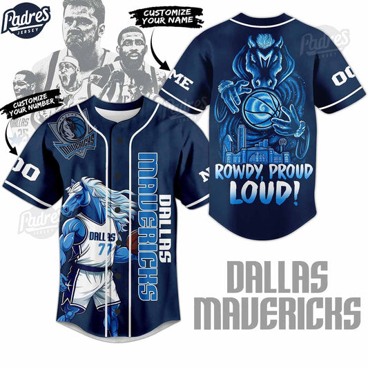 Custom Dallas Mavericks Rowdy Proud Loud NBA Baseball Jersey Gift - Padres Jersey Oasis: Elevate Your Baseball... (Image 1)
