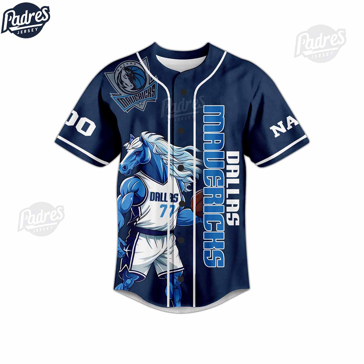 Custom Dallas Mavericks Rowdy Proud Loud NBA Baseball Jersey Gift - Padres Jersey Oasis: Elevate Your Baseball... (Image 2)