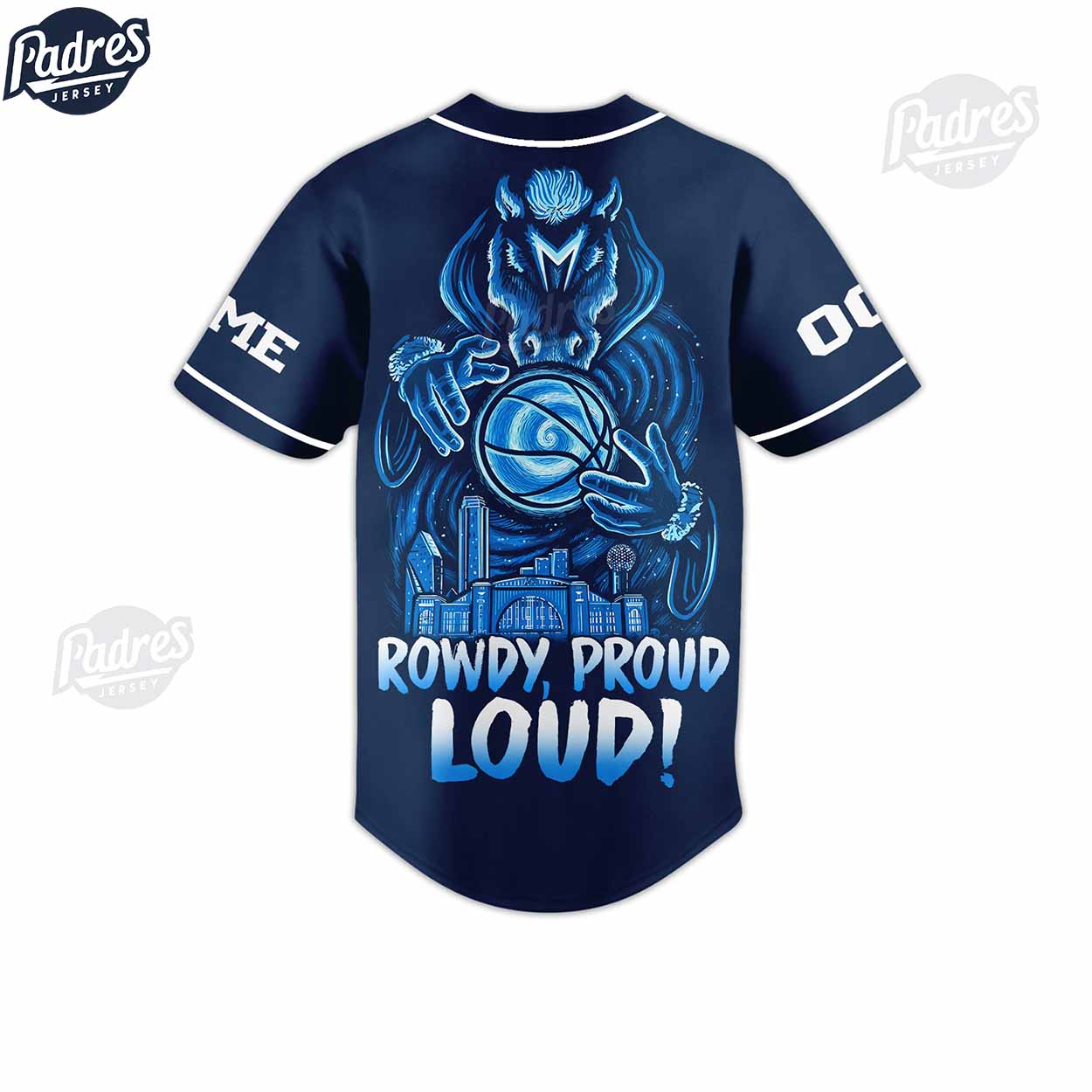 Custom Dallas Mavericks Rowdy Proud Loud NBA Baseball Jersey Gift - Padres Jersey Oasis: Elevate Your Baseball... (Image 3)