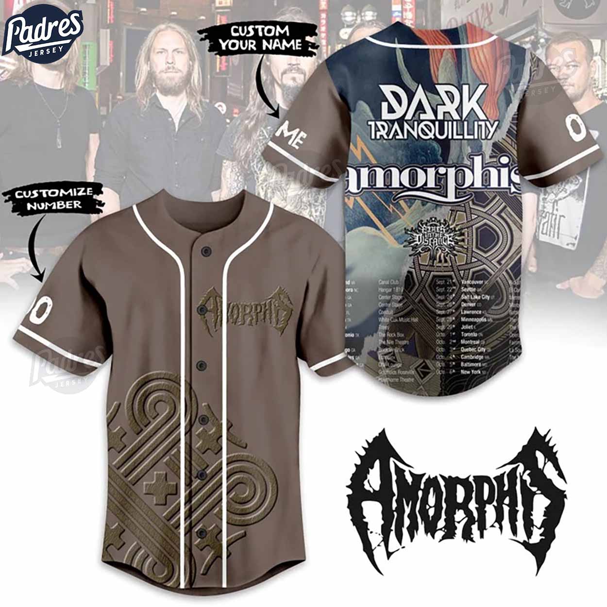 Custom Dark Tranquillity Band Baseball Jersey - Padres Jersey Oasis: Elevate Your Baseball Style Game T-Shirts,... (Image 1)