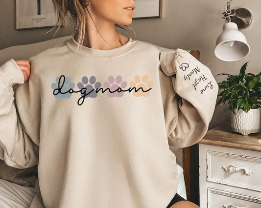 Custom Dog Mom Sweatshirt, Personalized Dog Mom Sweatshirt, Custom Dog Mama Sweatshirt, Dog Mom Sweater, Dog Mom...