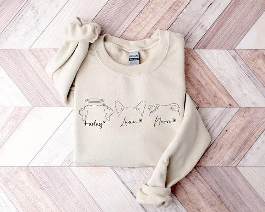 Custom Dog and Cat Ears Sweatshirt Dog Mom Sweatshirt Dog Lover Sweatshirt Custom Dog Cat Sweatshirt Cat Dad shirt Pet...