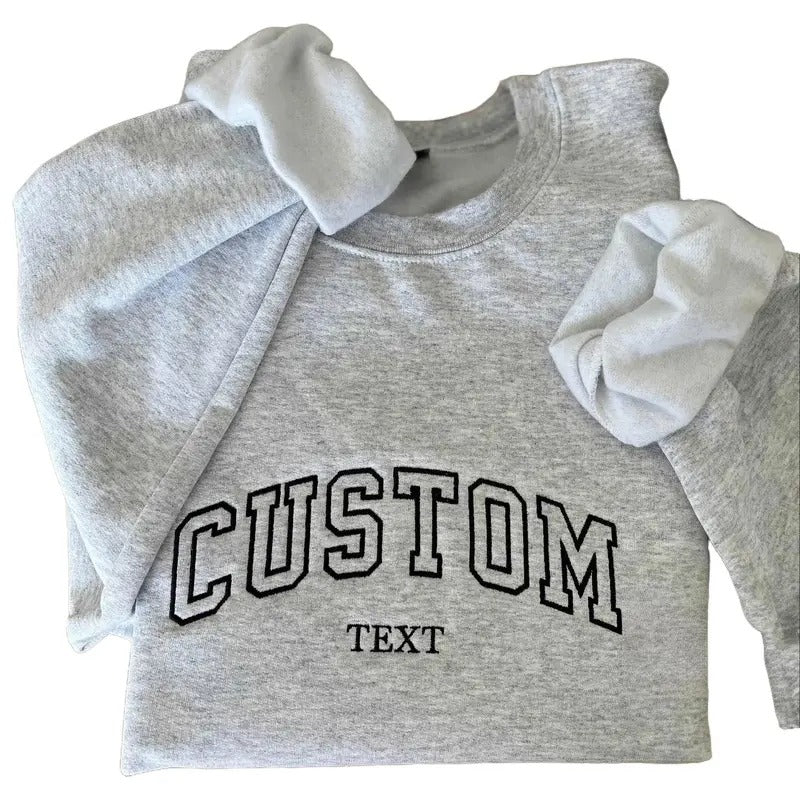 Custom Embroidered Varsity Crewneck -  Personalized University Embroidered Sweatshirt - Embroidered Crewneck T-Shirts, Hoodie