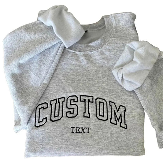 Custom Embroidered Varsity Crewneck -  Personalized University Embroidered Sweatshirt - Embroidered Crewneck T-Shirts, Hoodie