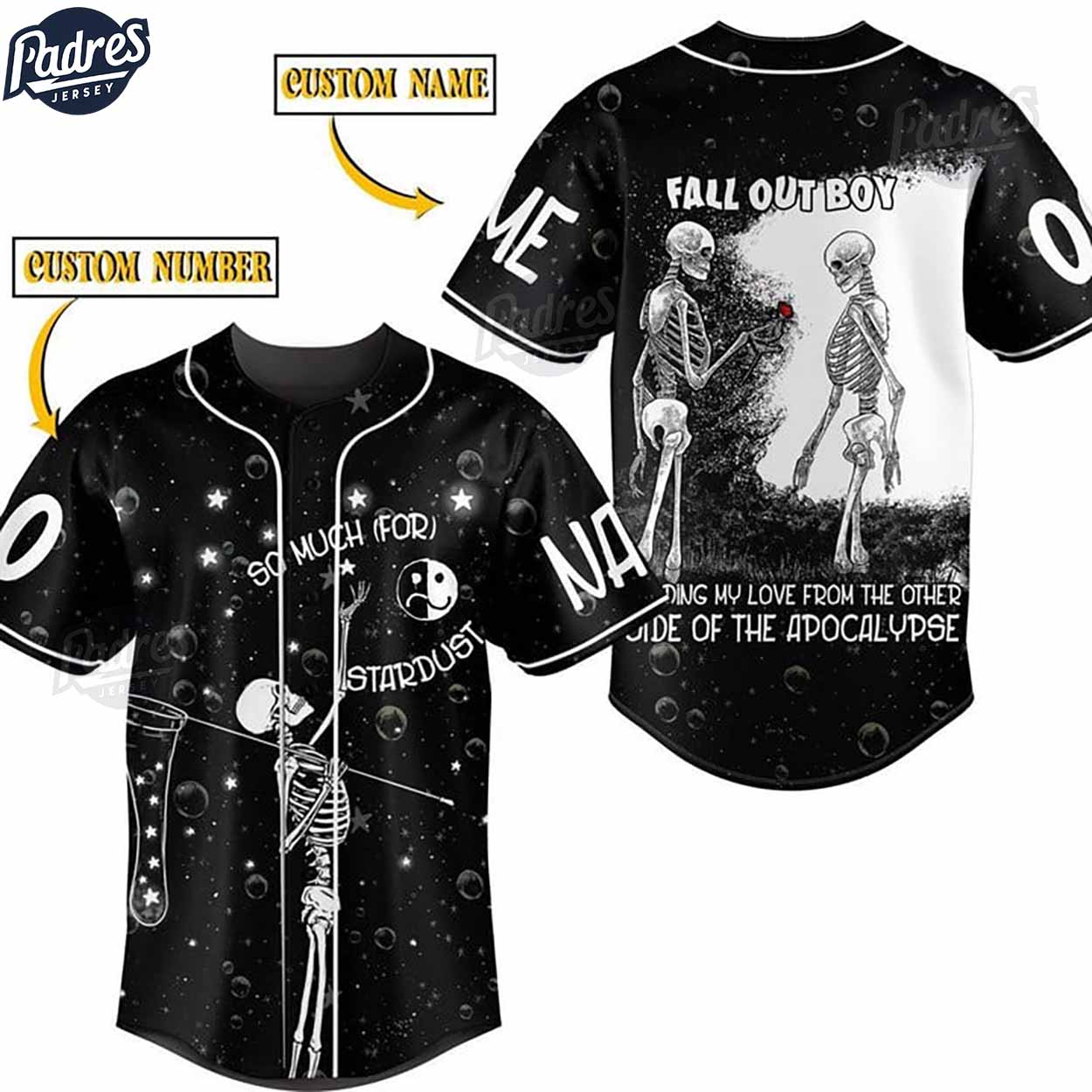Custom Fall Out Boy Love From The Other Side Baseball Jersey - Padres Jersey Oasis: Elevate Your Baseball Style... (Image 1)
