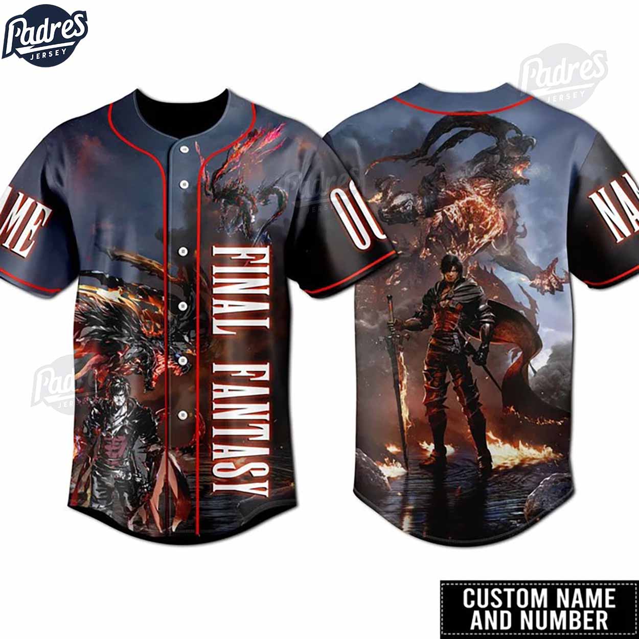 Custom Final Fantasy Game 3D Baseball Jersey - Padres Jersey Oasis: Elevate Your Baseball Style Game T-Shirts,... (Image 1)