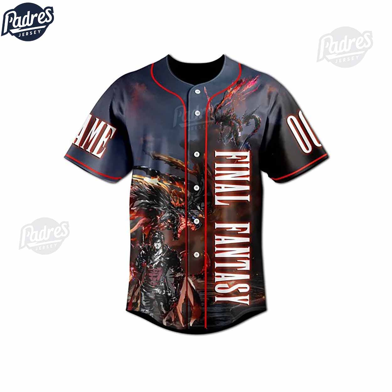 Custom Final Fantasy Game 3D Baseball Jersey - Padres Jersey Oasis: Elevate Your Baseball Style Game T-Shirts,... (Image 3)