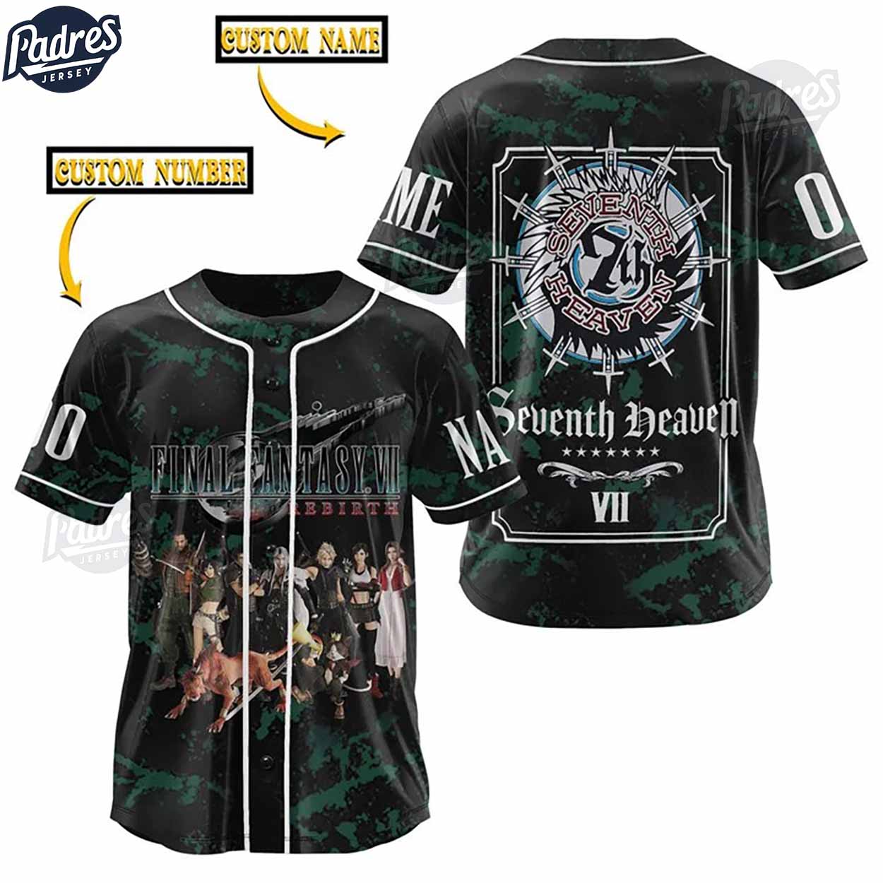 Custom Final Fantasy VII 7th Heaven Baseball Jersey - Padres Jersey Oasis: Elevate Your Baseball Style Game... (Image 1)
