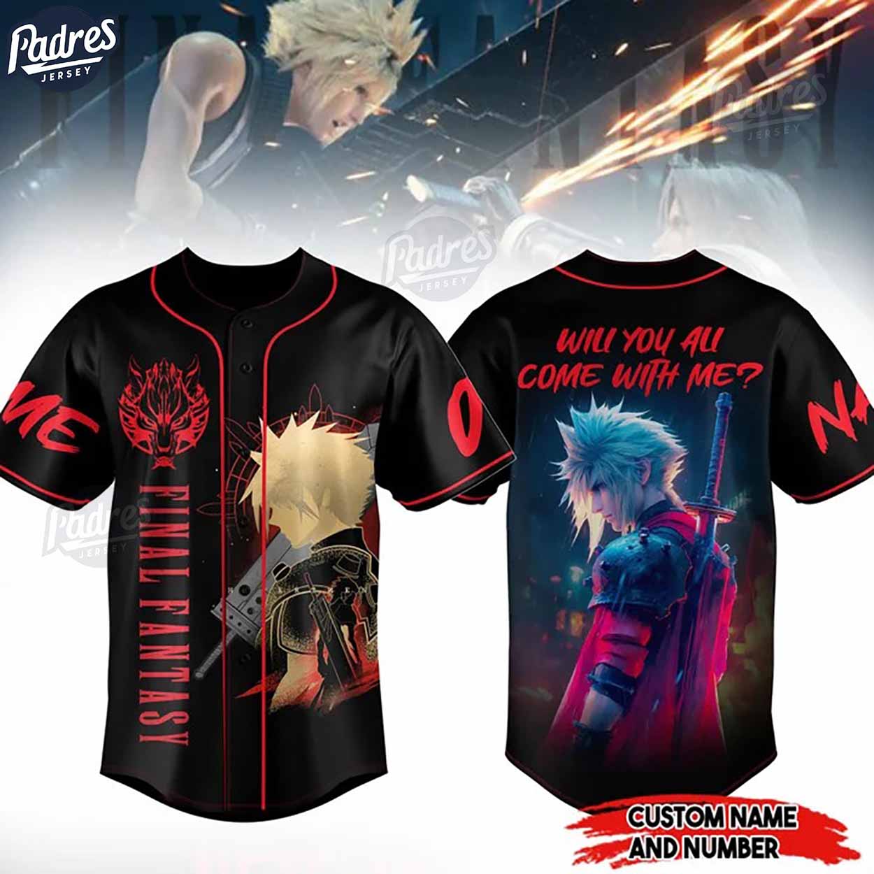 Custom Final Fantasy Will You All Come With Me Baseball Jersey - Padres Jersey Oasis: Elevate Your Baseball... (Image 1)