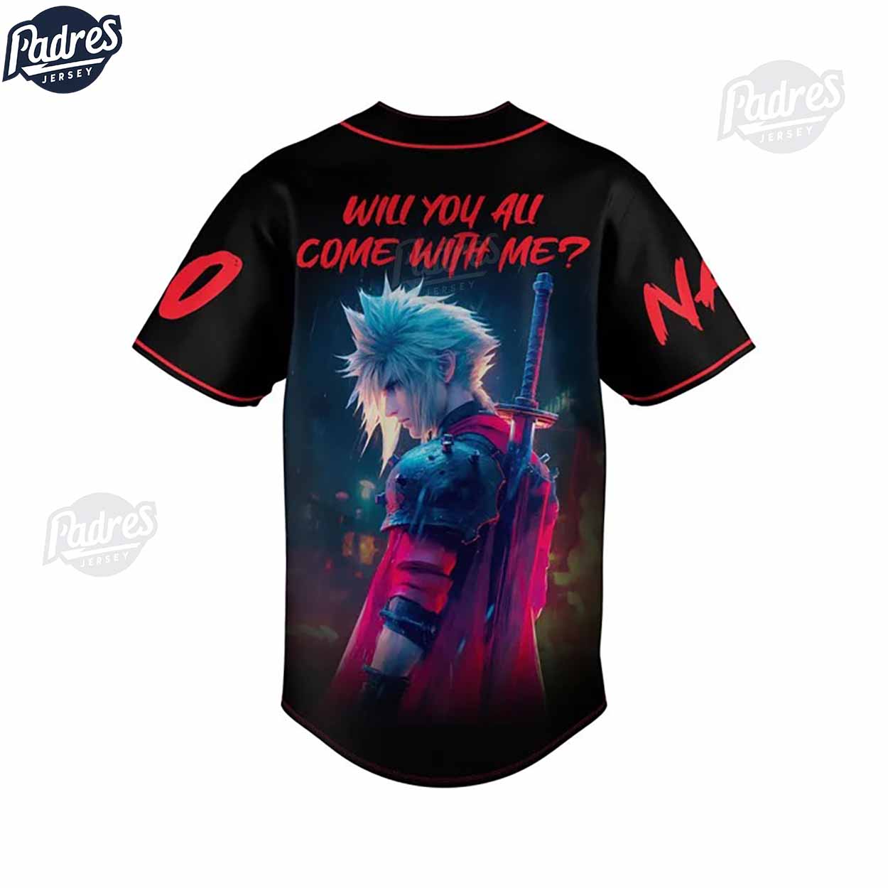 Custom Final Fantasy Will You All Come With Me Baseball Jersey - Padres Jersey Oasis: Elevate Your Baseball... (Image 2)